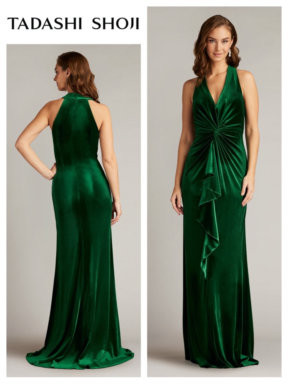 TADASHI SHOJI Cider Twist-Drape Velvet Gown
